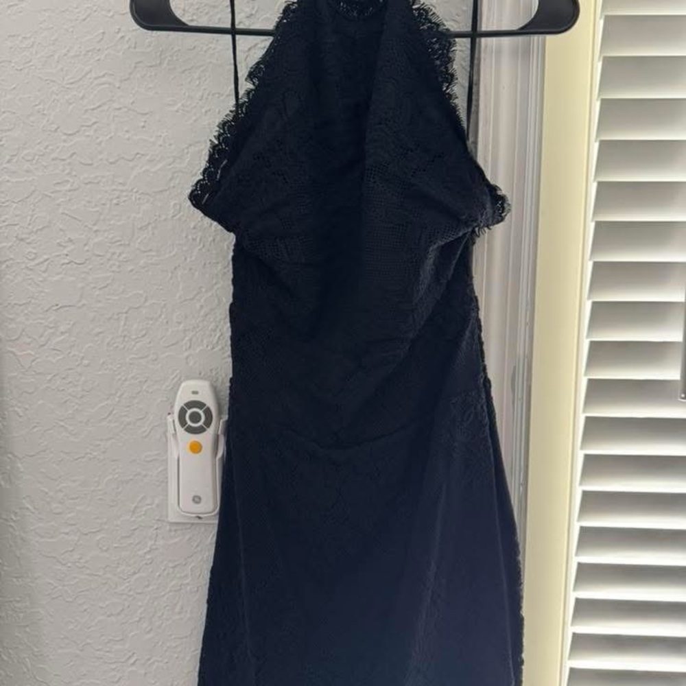 Free People Black Lace Halter Dress
